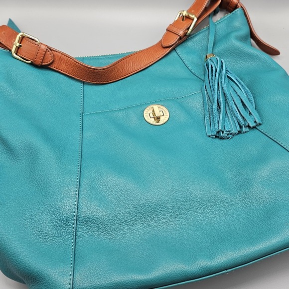 Handbags - Isaac Mazrahi Bridgehampton Teal Leather Hobo Bag